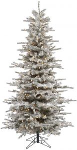  Vickerman 75' Flocked Slim Sierra Artificial Christmas Tree