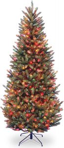 Pre-Lit Natural Fraser Slim Artificial Christmas Tree
