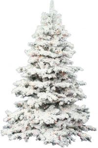  Vickerman 31014 - 10' x 82" Flocked Alaskan 1,400 Multi-Color Italian LED Lights Christmas Tree